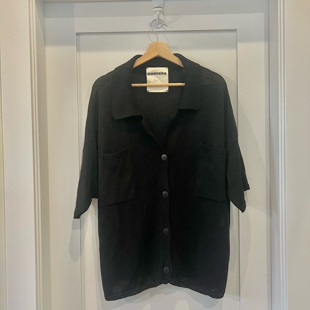 Cordera Knit Button Shirt in Black - OS
